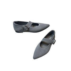 Vivaia Gray Maria Pointed Toe Mary-Jane Flats Comfort Slip On Shoes Size EU40.5